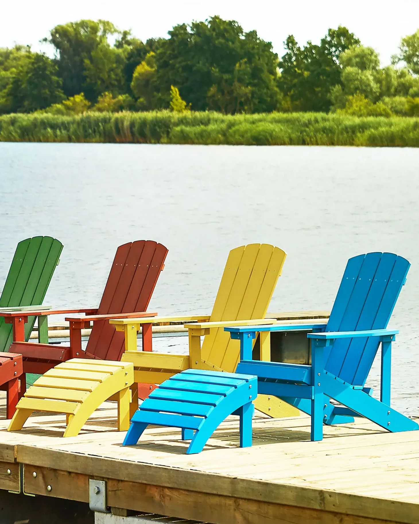 Havestol ADIRONDACK med fodskammel Blå