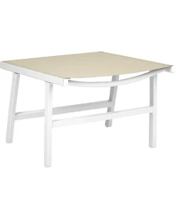 Havestol MARCEDDI med fodskammel Metal Hvid/beige