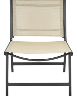 Havestol MARCEDDI med fodskammel Metal Beige