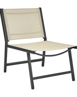 Havestol MARCEDDI med fodskammel Metal Beige