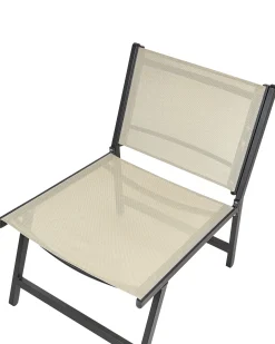 Havestol MARCEDDI med fodskammel Metal Beige