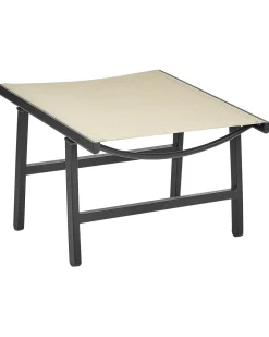 Havestol MARCEDDI med fodskammel Metal Beige