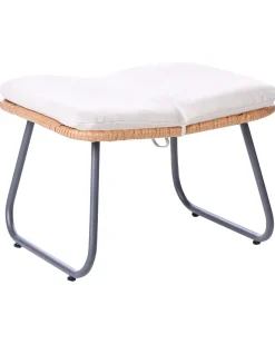 Havestol MESTRE med fodskammel PE-rattan Lys Beige