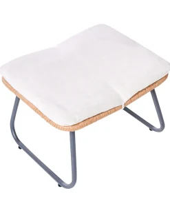 Havestol MESTRE med fodskammel PE-rattan Lys Beige
