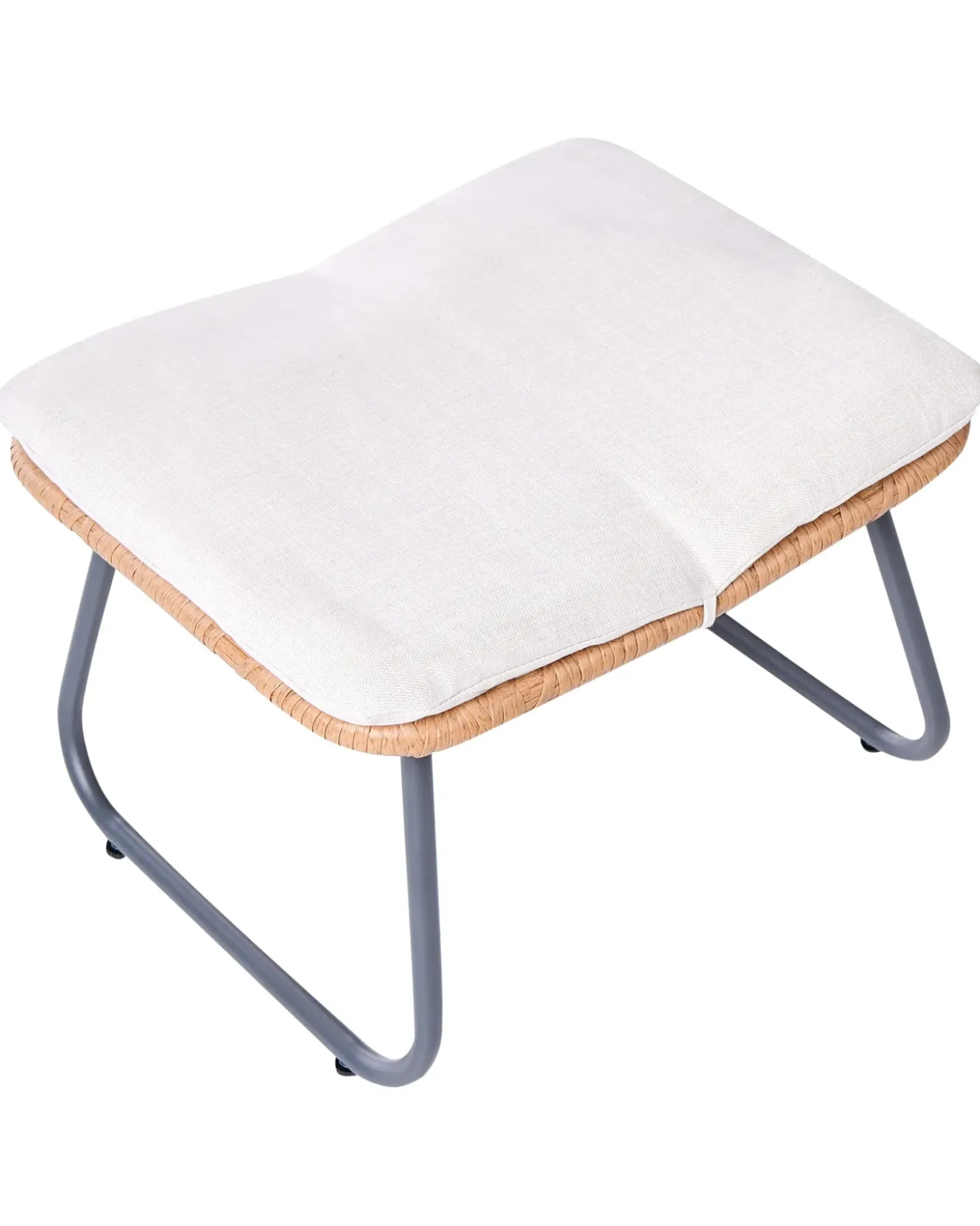 Havestol MESTRE med fodskammel PE-rattan Lys Beige