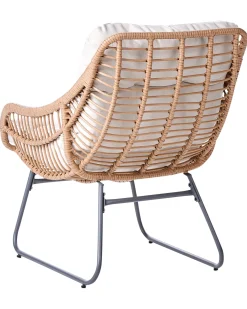 Havestol MESTRE med fodskammel PE-rattan Lys Beige