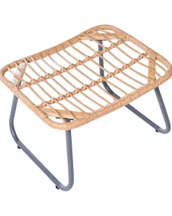 Havestol MESTRE med fodskammel PE-rattan Lys Beige