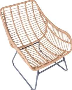 Havestol MESTRE med fodskammel PE-rattan Lys Beige