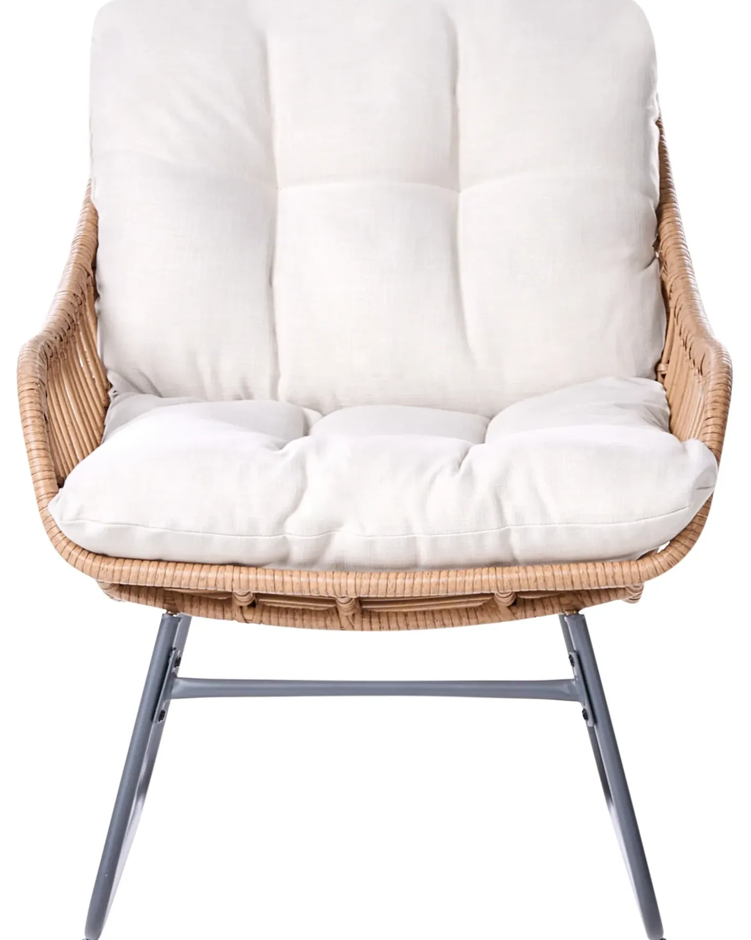 Havestol MESTRE med fodskammel PE-rattan Lys Beige