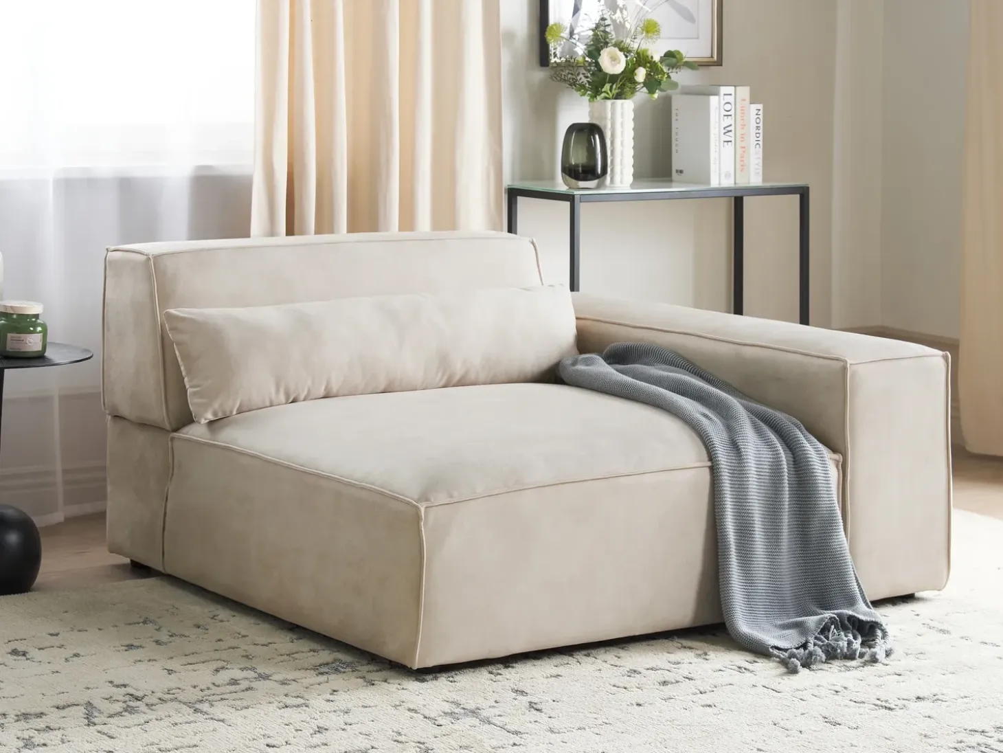 HELLNAR Hjørnemodul Venstrevendt Lys Beige Velour