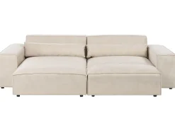 HELLNAR 3 personers Hjørnesofa modul Højrevendt Lys Beige Velour med fodskammel