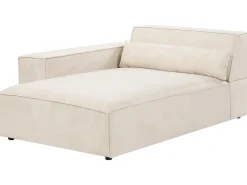 HELLNAR 3 personers Hjørnesofa modul Højrevendt Lys Beige Velour med fodskammel