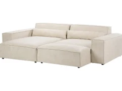 HELLNAR 3 personers Hjørnesofa modul Højrevendt Lys Beige Velour med fodskammel