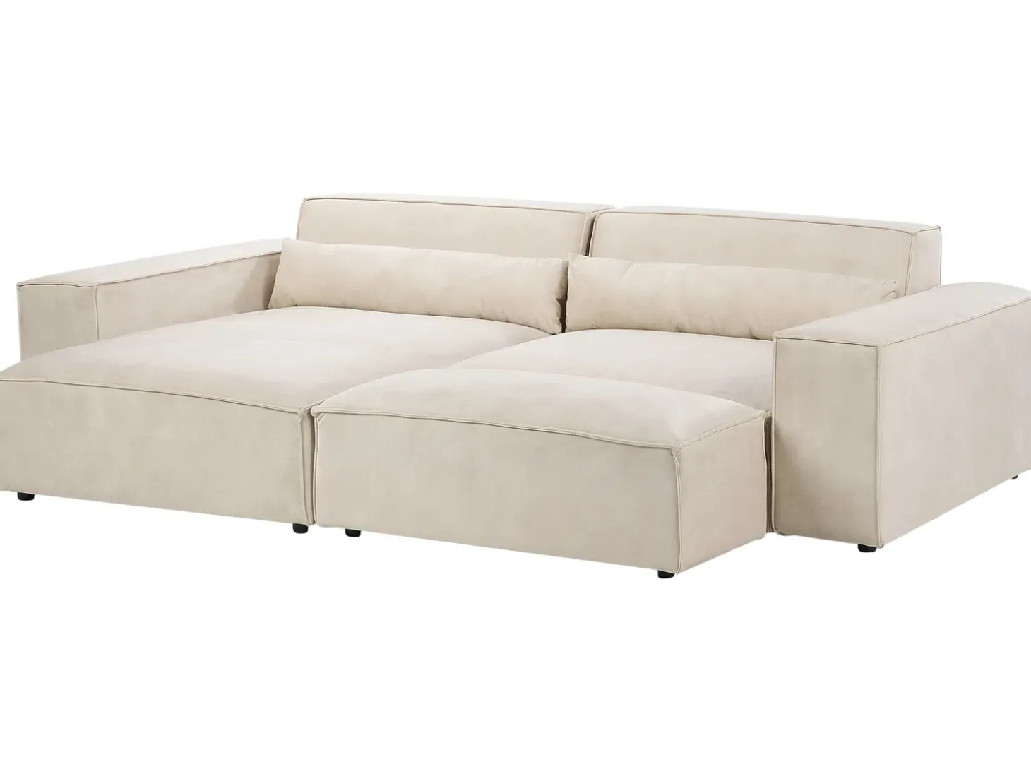HELLNAR 3 personers Hjørnesofa modul Højrevendt Lys Beige Velour med fodskammel