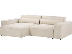 HELLNAR 3 personers Hjørnesofa modul Højrevendt Lys Beige Velour med fodskammel