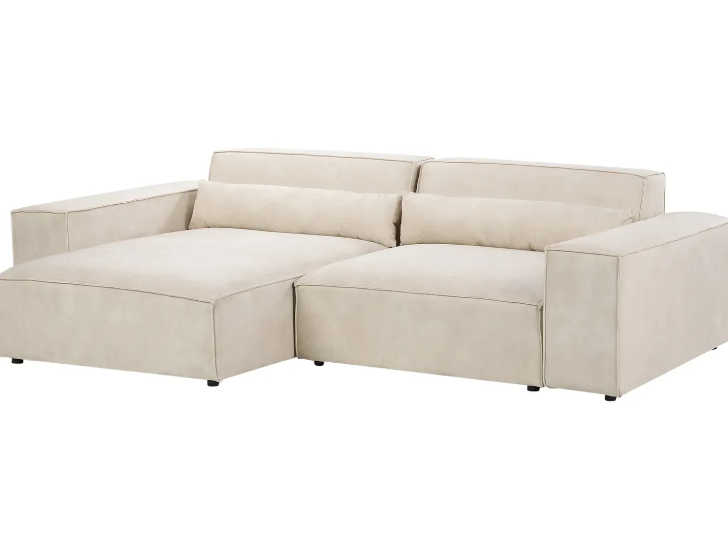 HELLNAR 3 personers Hjørnesofa modul Højrevendt Lys Beige Velour med fodskammel