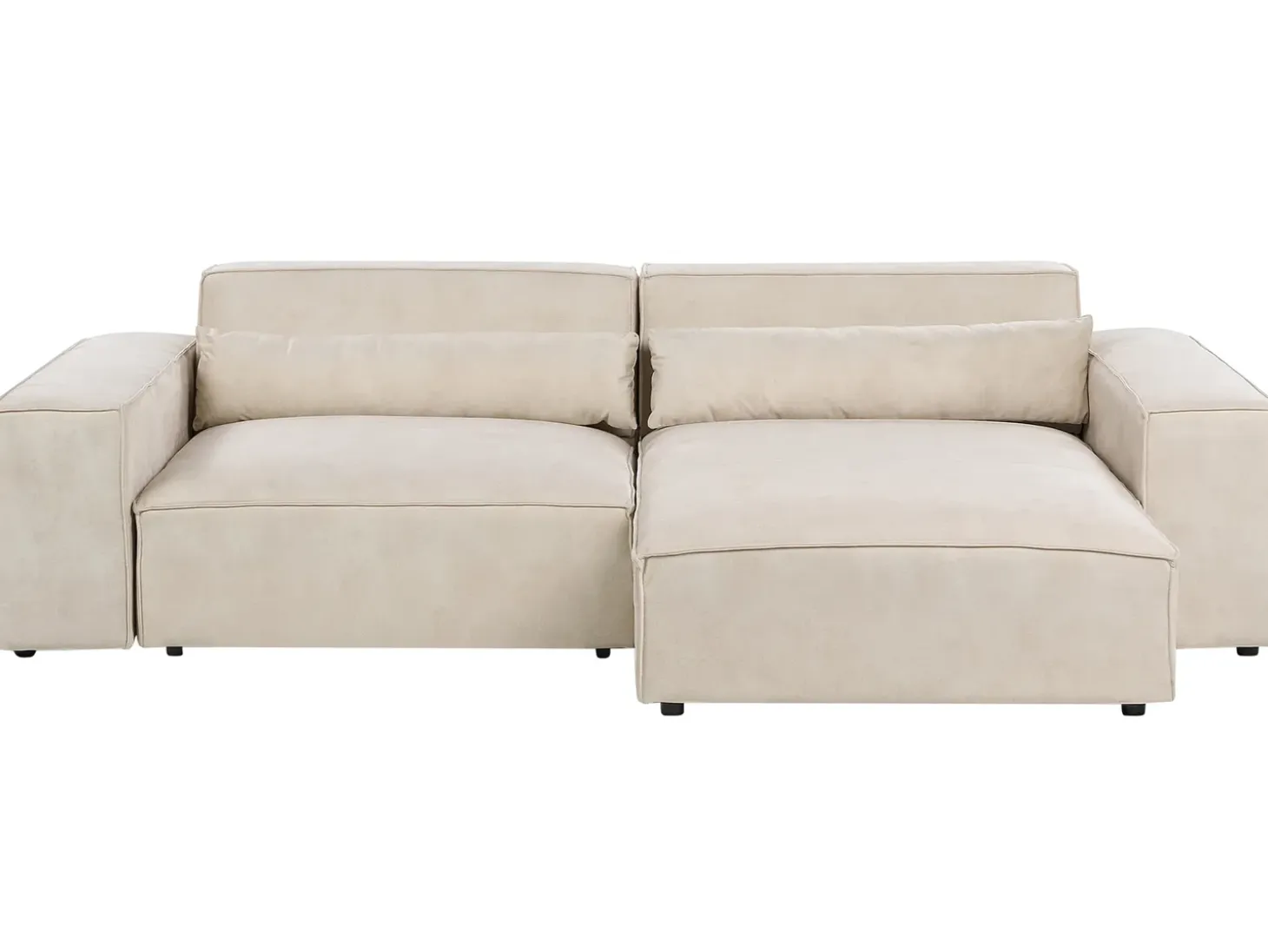 HELLNAR 3 personers Hjørnesofa modul Venstrevendt Lys Beige Velour med fodskammel