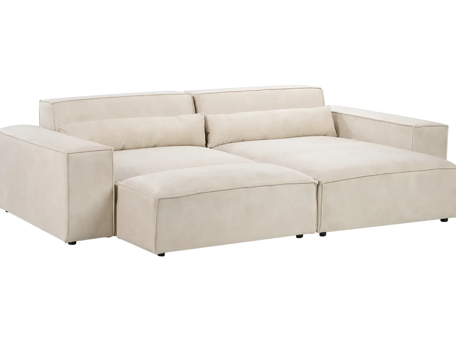 HELLNAR 3 personers Hjørnesofa modul Venstrevendt Lys Beige Velour med fodskammel