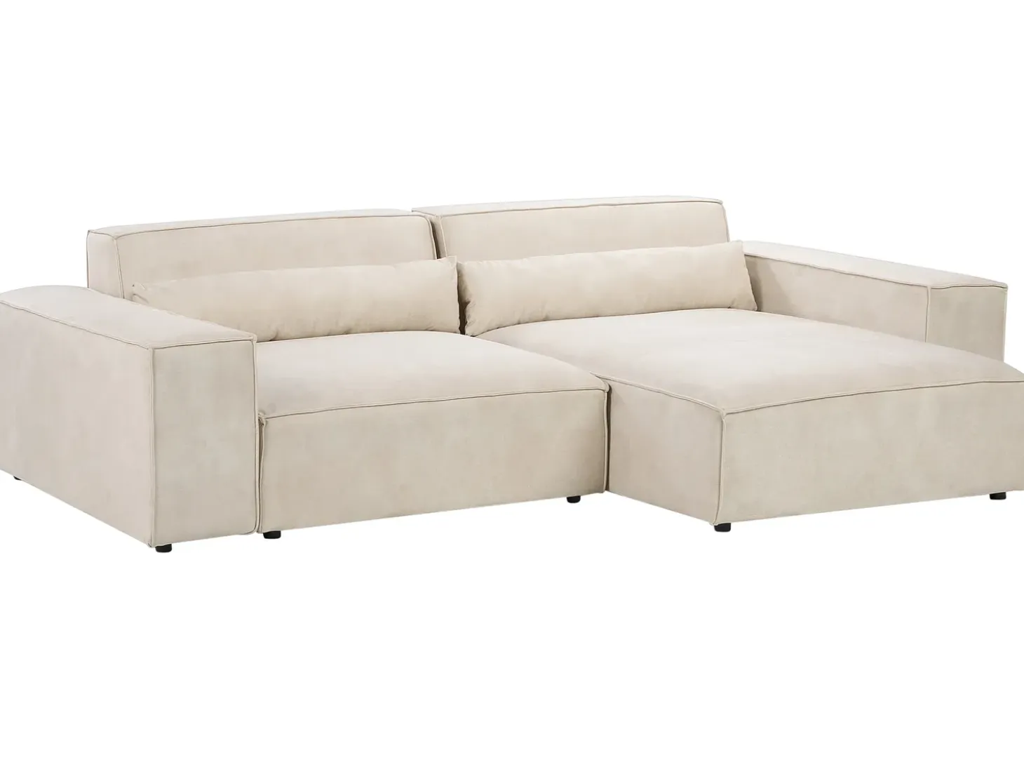 HELLNAR 3 personers Hjørnesofa modul Venstrevendt Lys Beige Velour med fodskammel