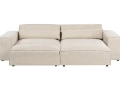 HELLNAR 3 personers Hjørnesofa modul Venstrevendt Lys Beige Velour med fodskammel
