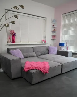 HELLNAR 3 personers Hjørnesofa modul Højrevendt Grå med fodskammel