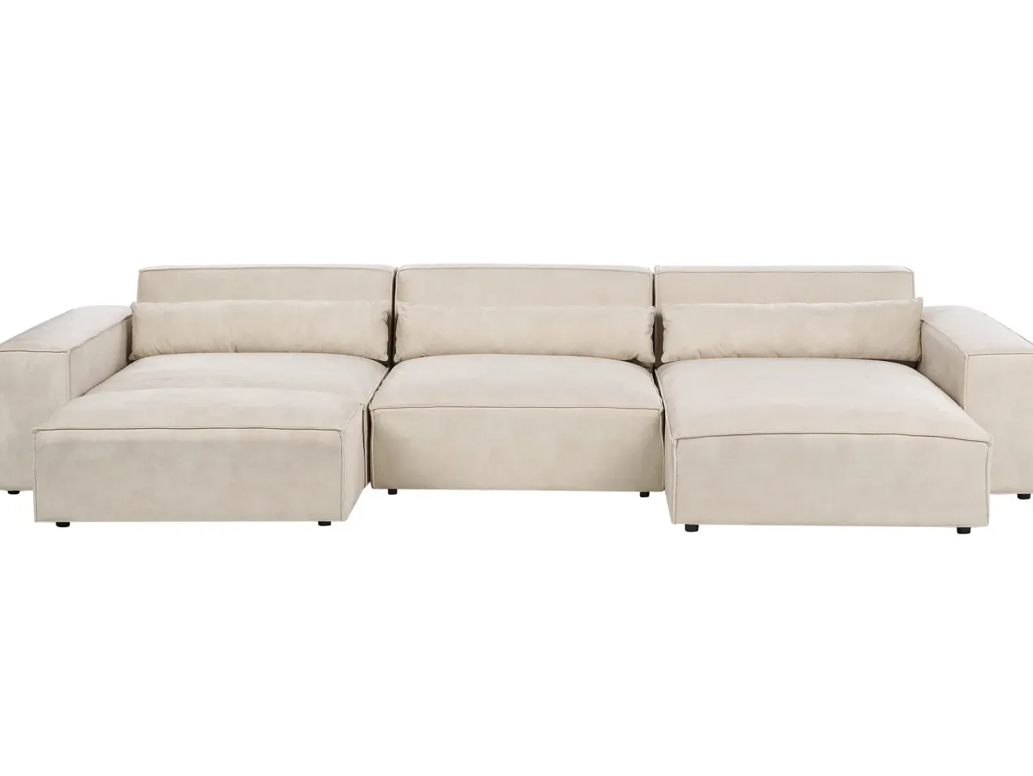 HELLNAR 5 personers Hjørnesofa modul Venstrevendt Lys Beige Velour med fodskammel