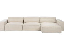 HELLNAR 5 personers Hjørnesofa modul Venstrevendt Lys Beige Velour med fodskammel