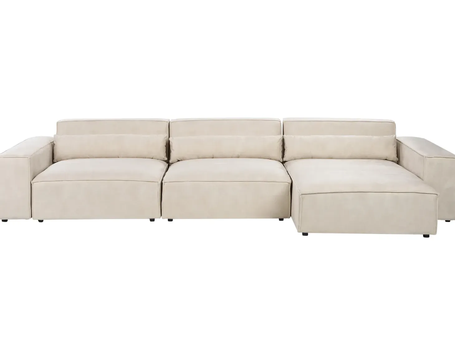 HELLNAR 5 personers Hjørnesofa modul Venstrevendt Lys Beige Velour med fodskammel