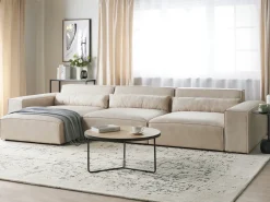 HELLNAR 4 personers Hjørnesofa modul Højrevendt Lys Beige Velour