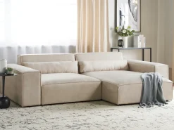 HELLNAR 3 personers Hjørnesofa modul Venstrevendt Lys Beige Velour
