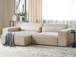 HELLNAR 3 personers Hjørnesofa modul Højrevendt Lys Beige Velour