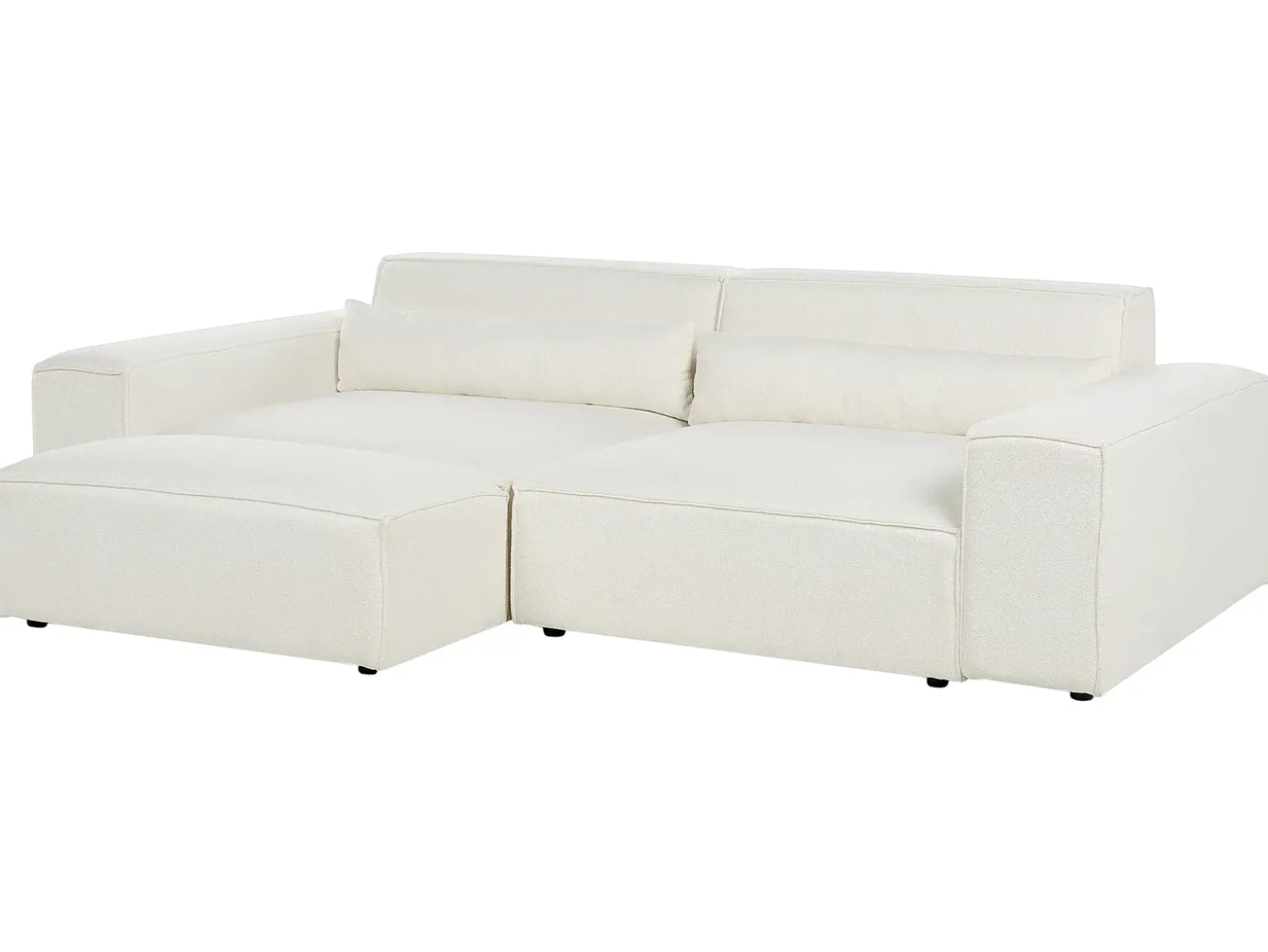 HELLNAR 3 personers Modulsofa Cremehvid Boucle med fodskammel