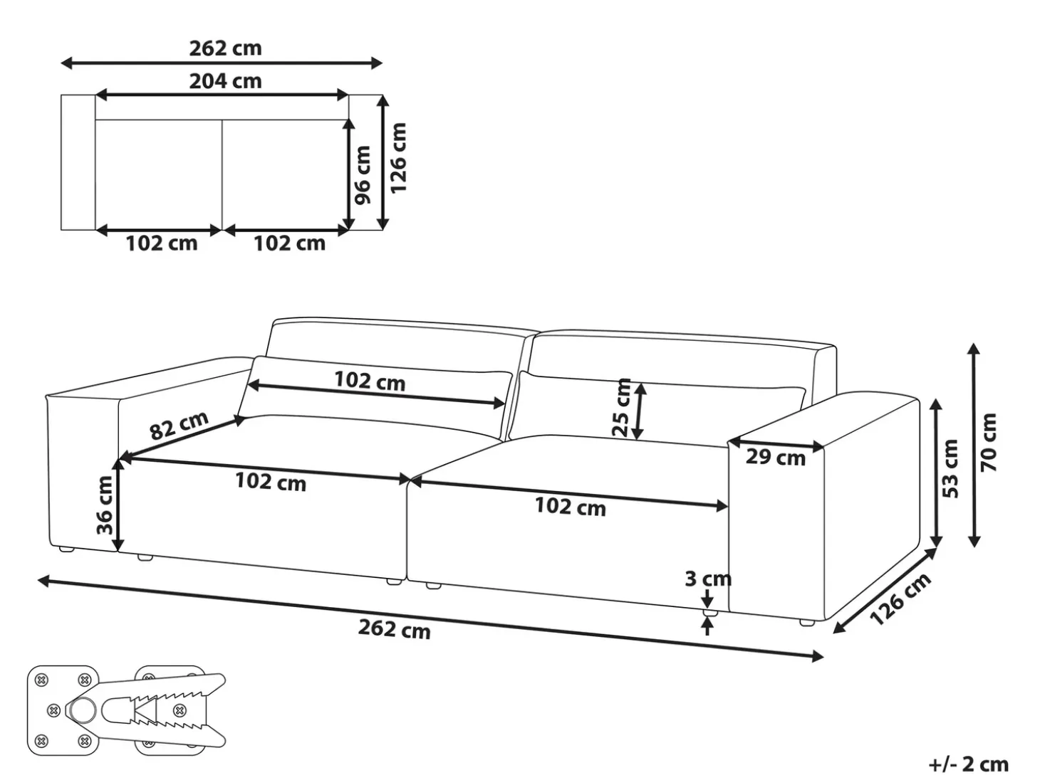 HELLNAR 2 personers Modulsofa Grå