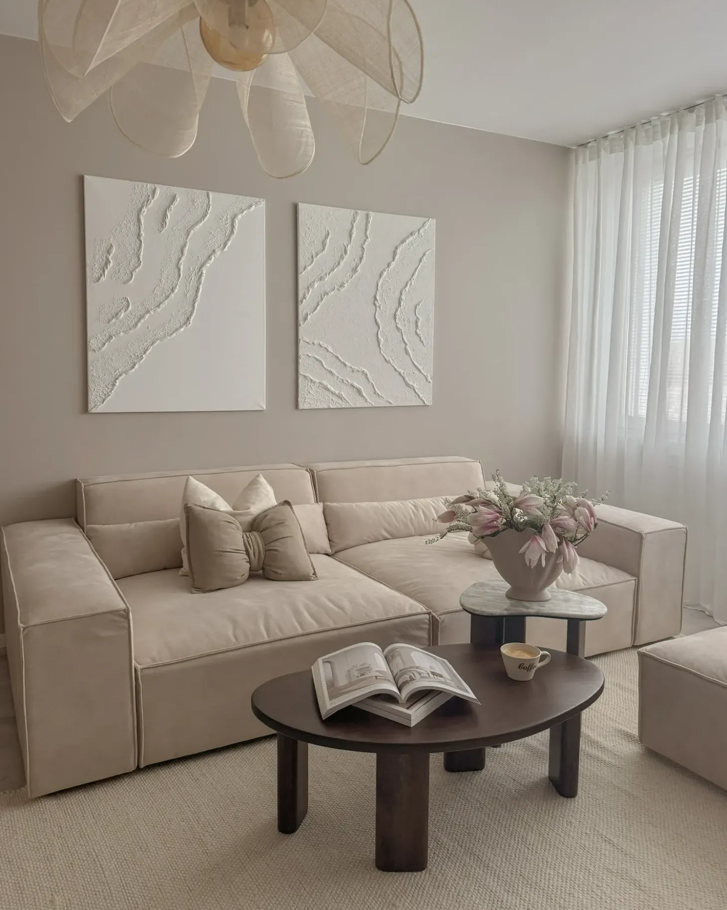 HELLNAR 3 personers Modulsofa Lys Beige Velour