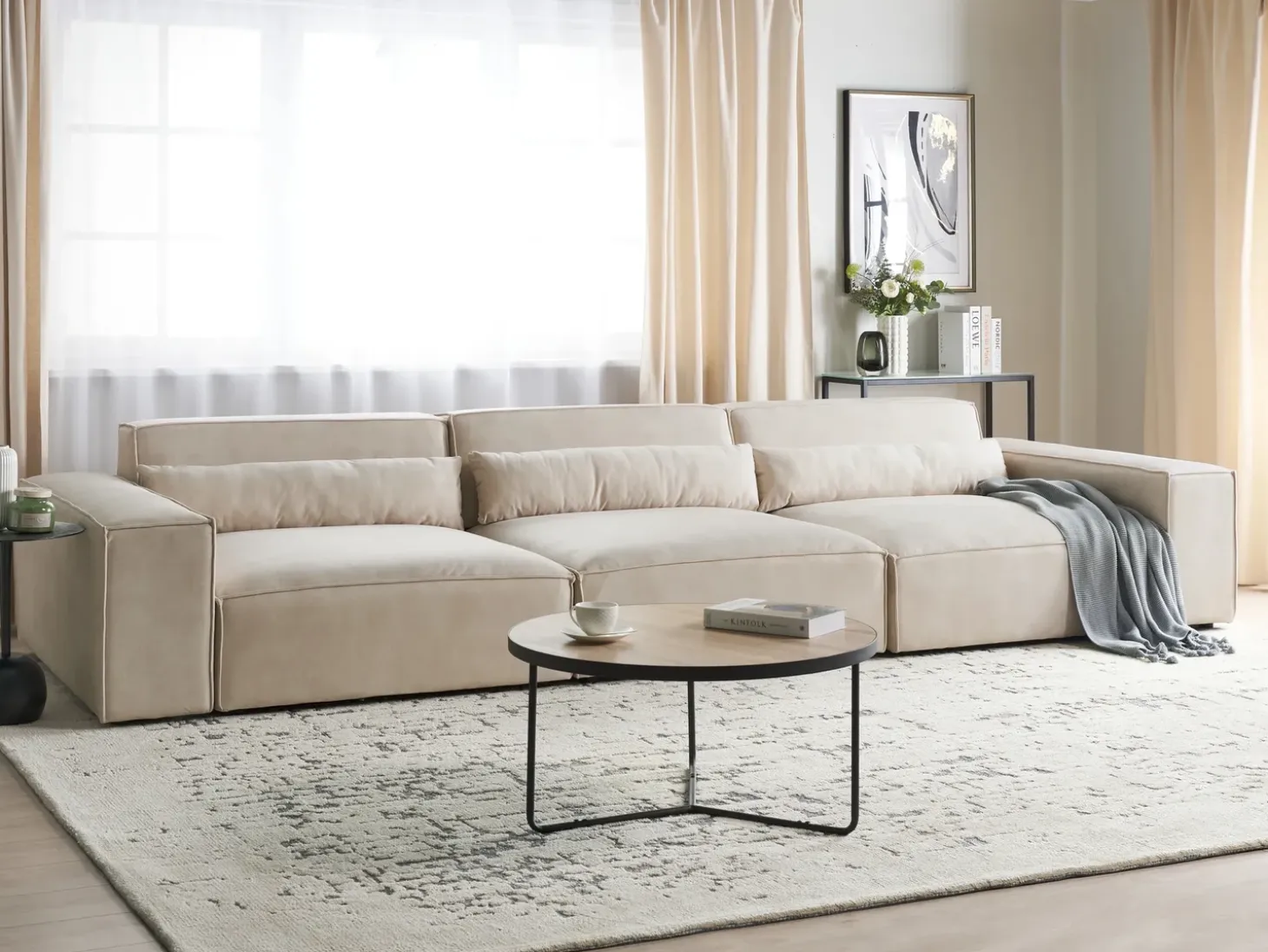 HELLNAR 3 personers Modulsofa Lys Beige Velour