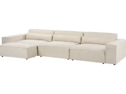 HELLNAR 3 personers Modulsofa Lys Beige Velour med fodskammel