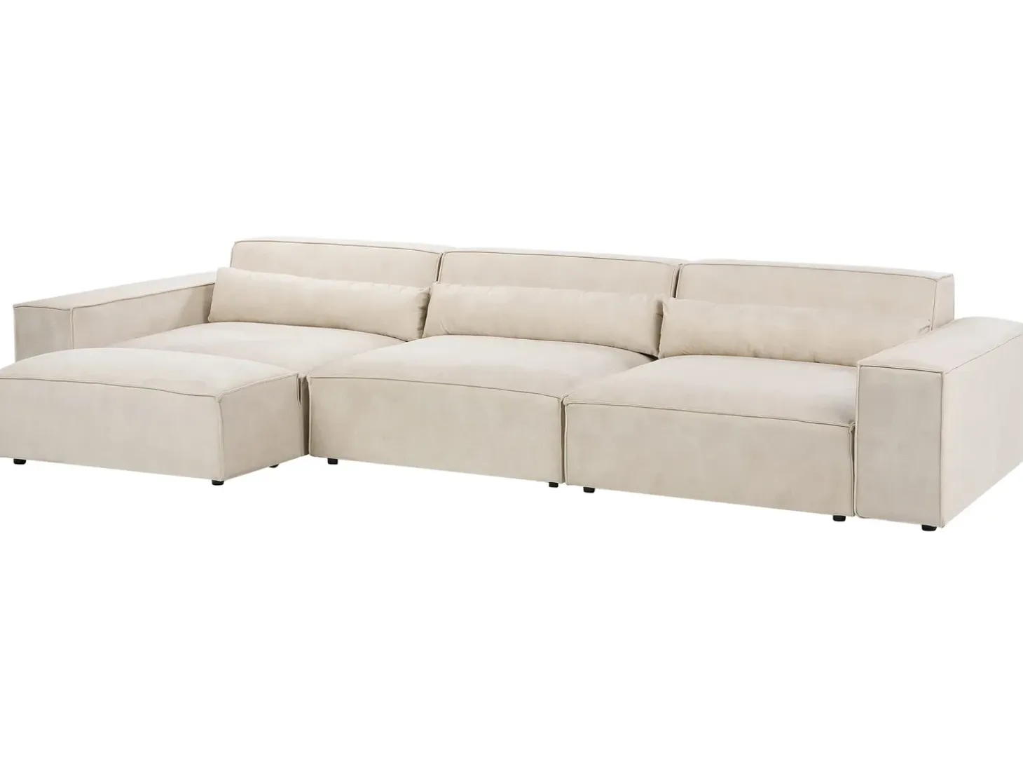 HELLNAR 3 personers Modulsofa Lys Beige Velour med fodskammel