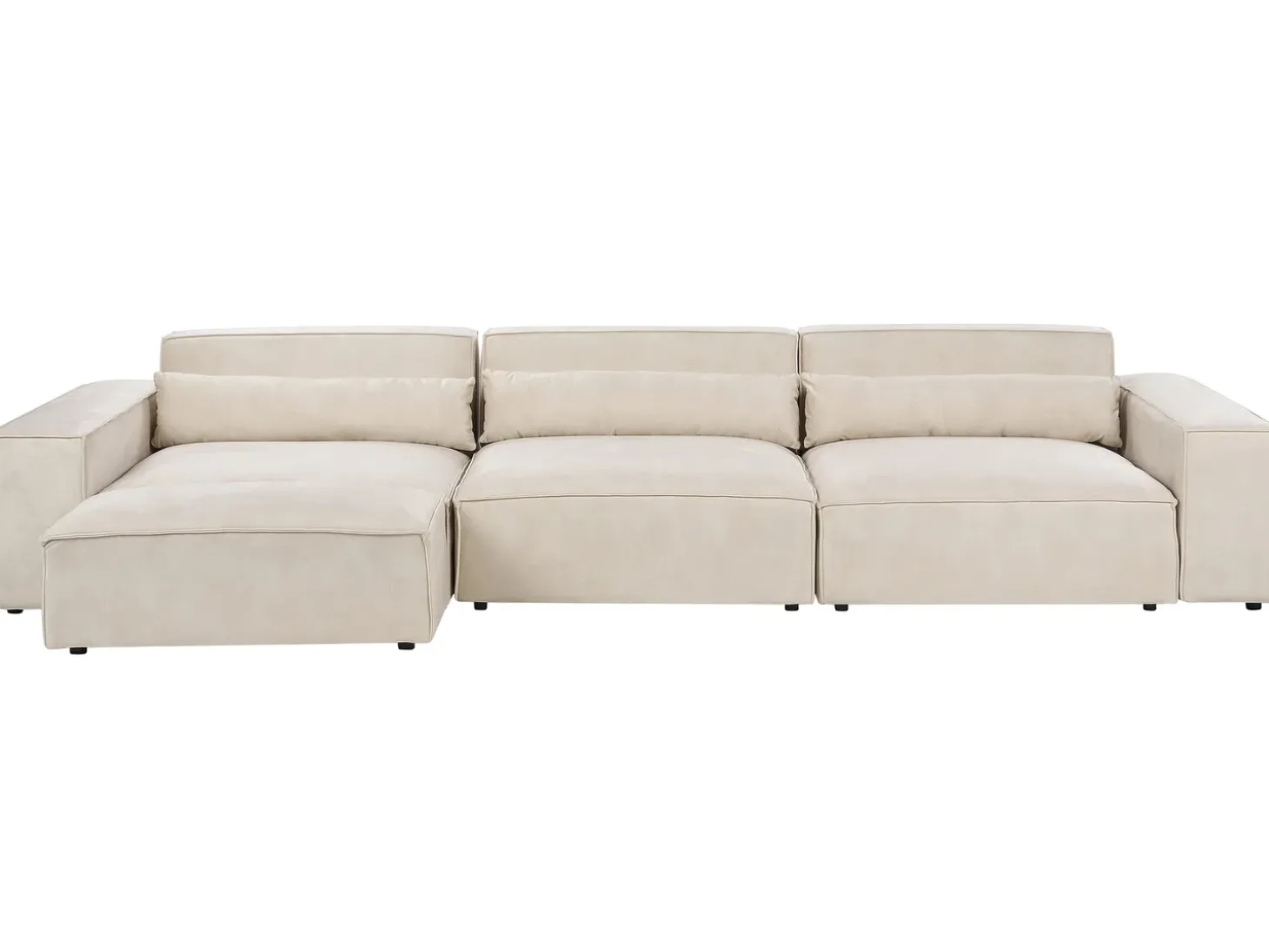 HELLNAR 3 personers Modulsofa Lys Beige Velour med fodskammel
