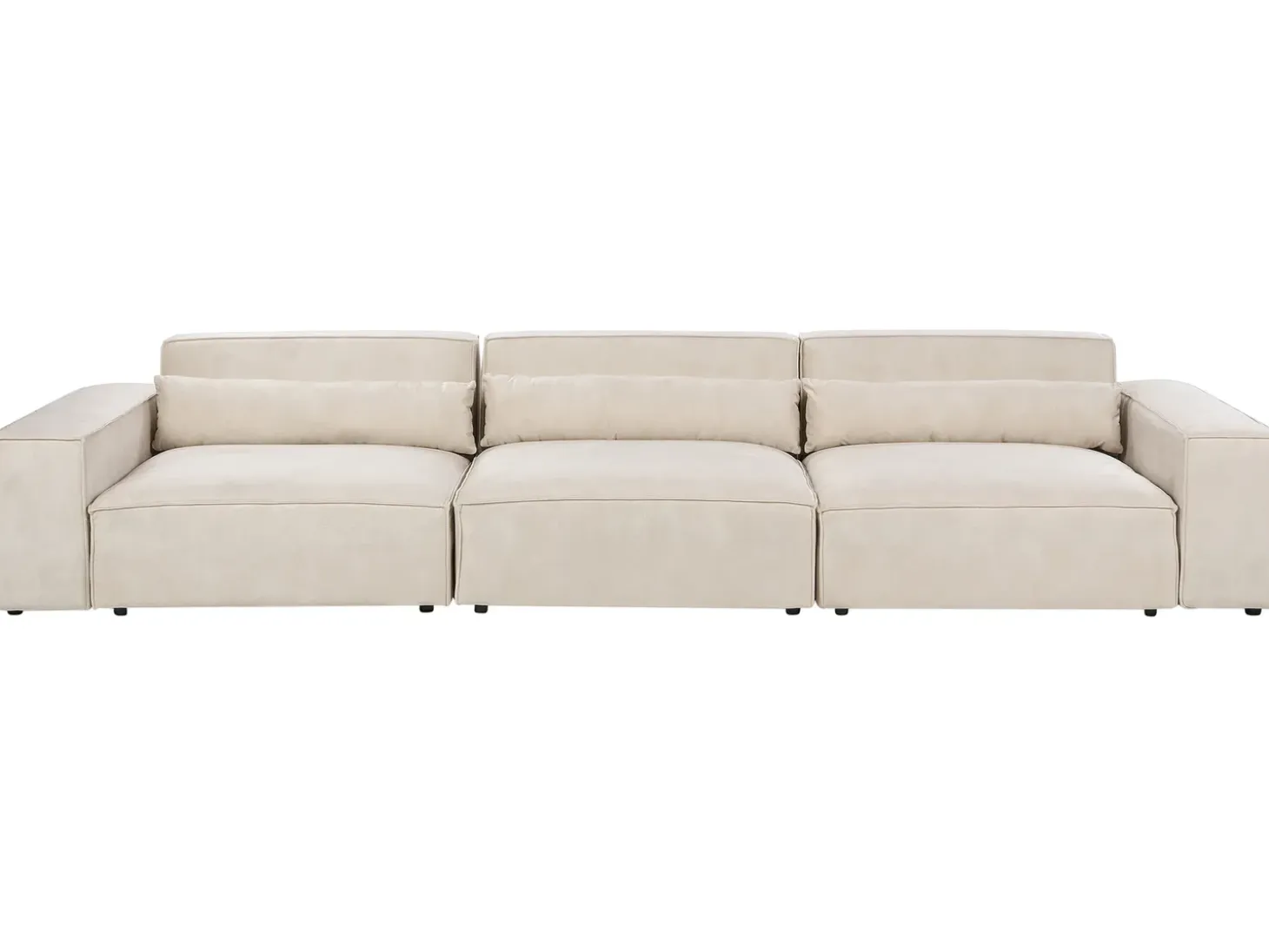 HELLNAR 3 personers Modulsofa Lys Beige Velour med fodskammel