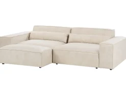HELLNAR 3 personers Modulsofa Lys Beige Velour med fodskammel