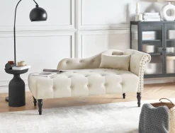 Højrevendt chaiselong IVRY Velour Lys Beige