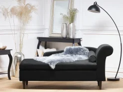 Højrevendt chaiselong LUIRO Velour Sort med opbevaring