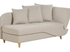 Højrevendt chaiselong MERI Kunstlinned Beige med opbevaring