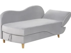 Højrevendt chaiselong MERI Velour Lysegrå med opbevaring