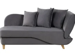 Højrevendt chaiselong MERI Velour Mørkegrå med opbevaring