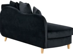 Højrevendt chaiselong MERI Velour Sort med opbevaring