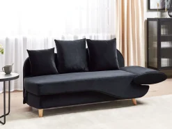 Højrevendt chaiselong MERI Velour Sort med opbevaring