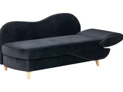 Højrevendt chaiselong MERI Velour Sort med opbevaring