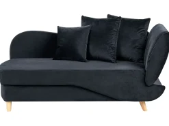 Højrevendt chaiselong MERI Velour Sort med opbevaring