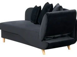 Højrevendt chaiselong MERI Velour Sort med opbevaring